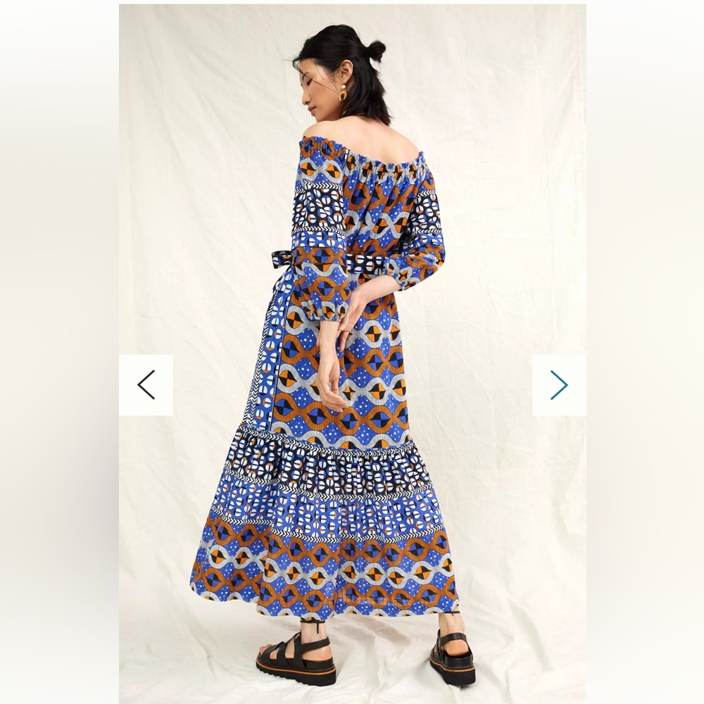 Anthropologie Abstract Flounced Off-The-Shoulder Patterned Maxi Dress - Picture 2 of 15